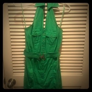 Green halter top dress